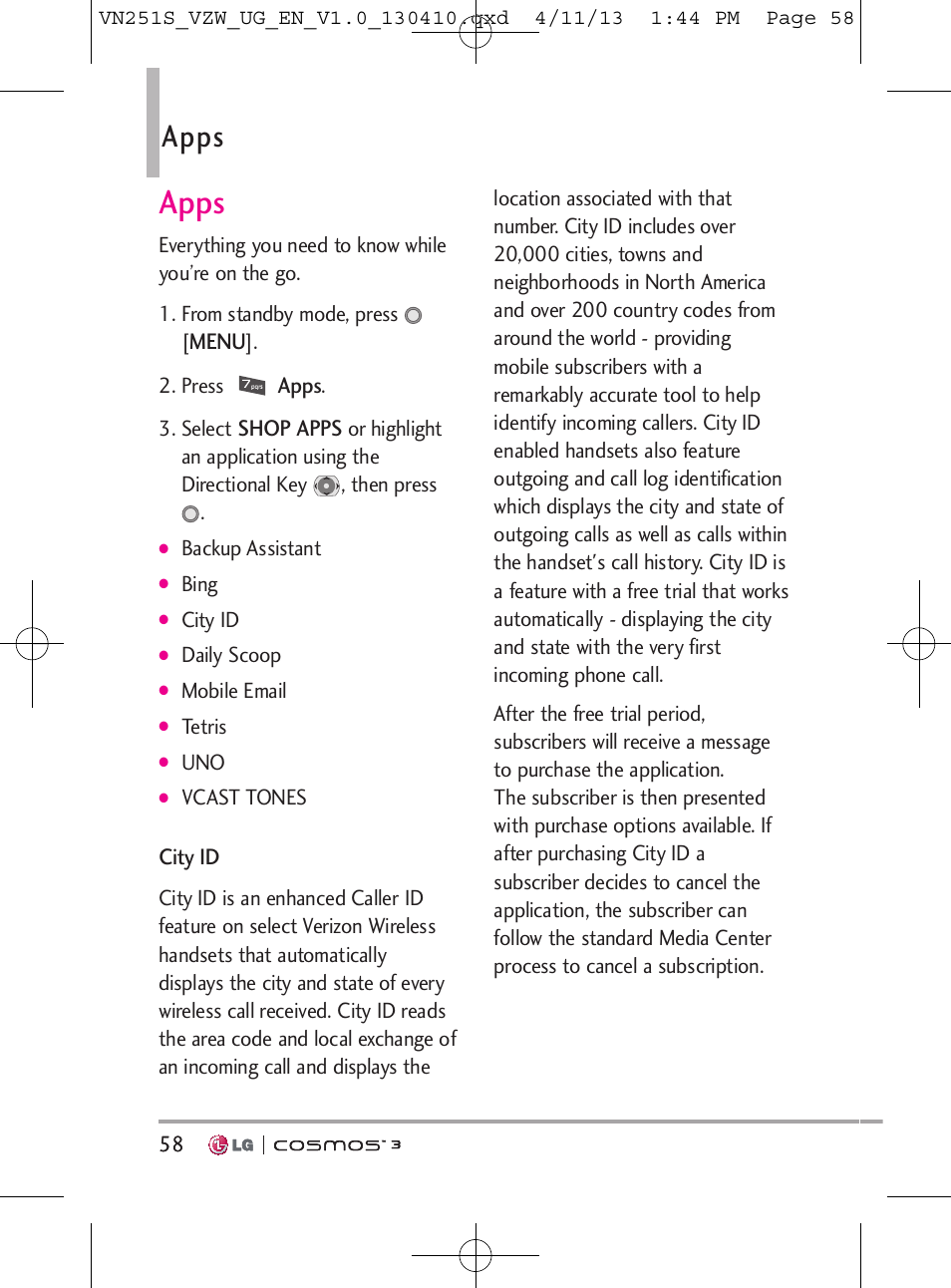 Apps | LG VN251S User Manual | Page 60 / 314