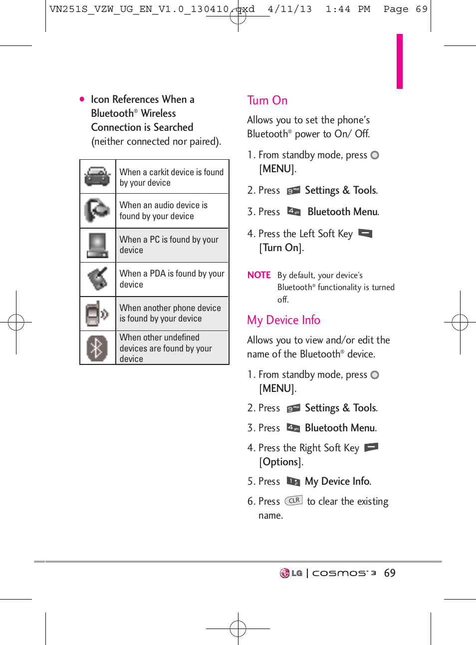 Turn on, My device info | LG VN251S User Manual | Page 71 / 314