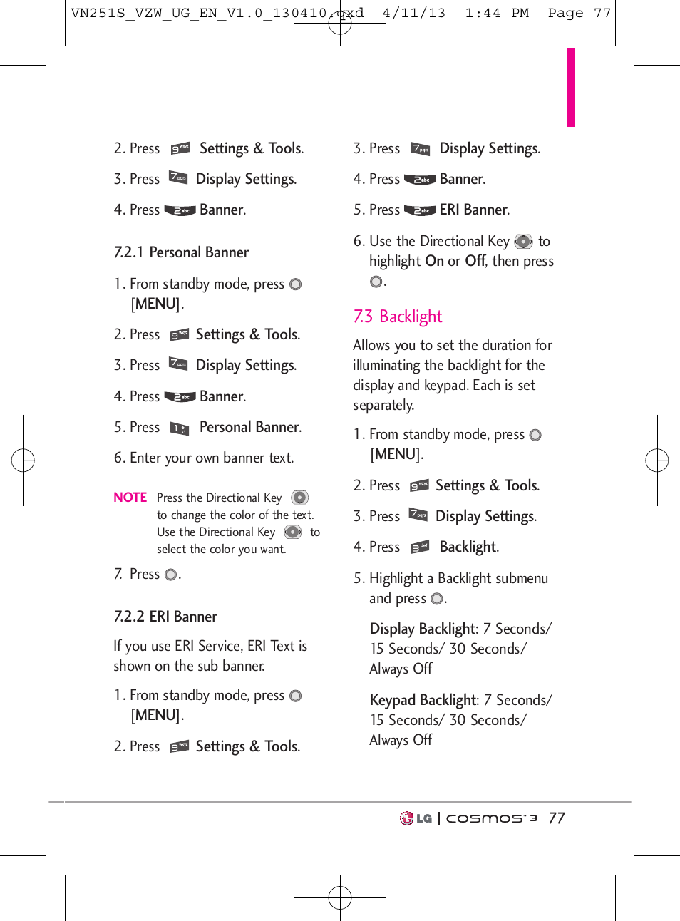 3 backlight | LG VN251S User Manual | Page 79 / 314