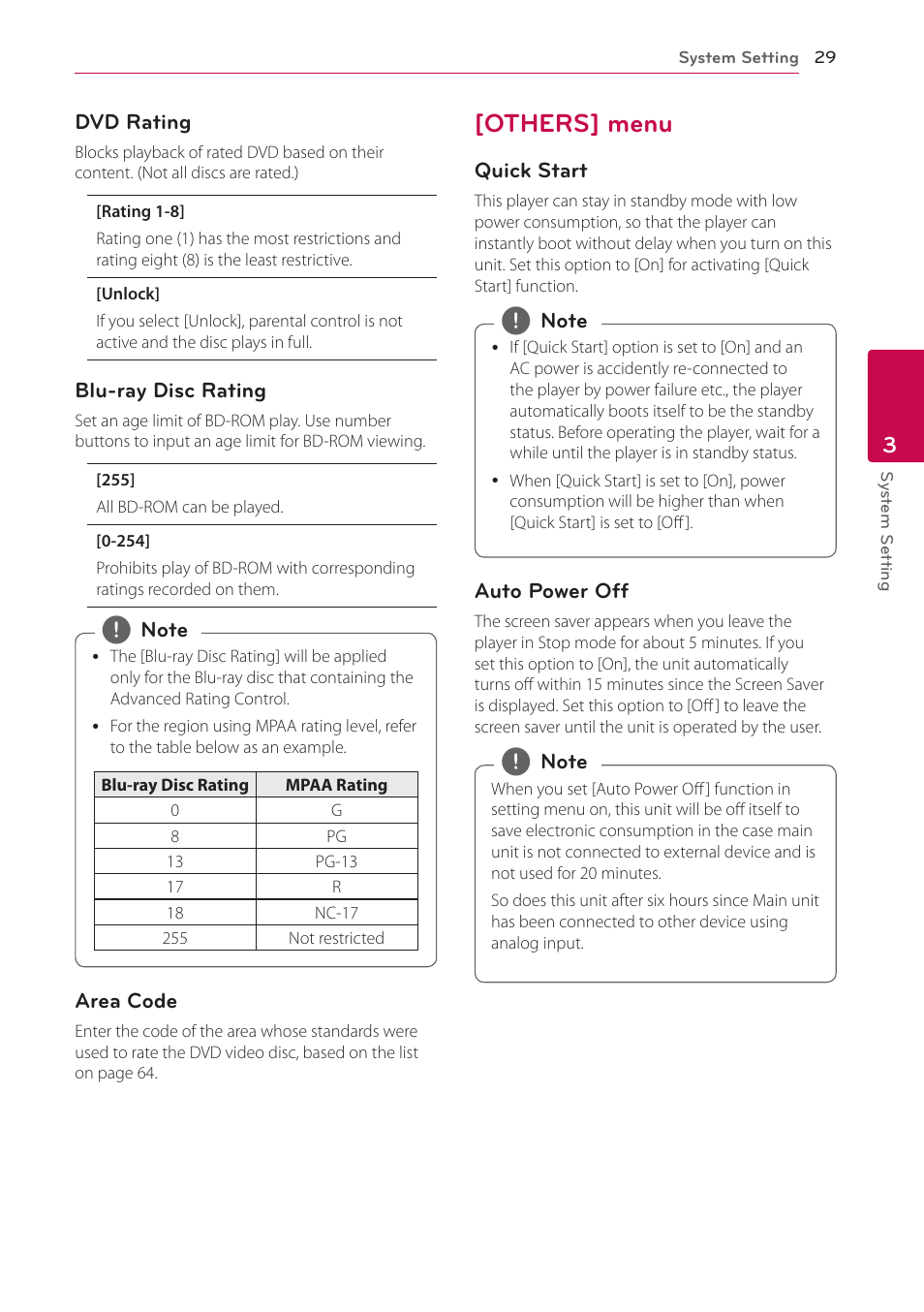 Others] menu, 29 – [others] menu | LG BH5140S User Manual | Page 29 / 72