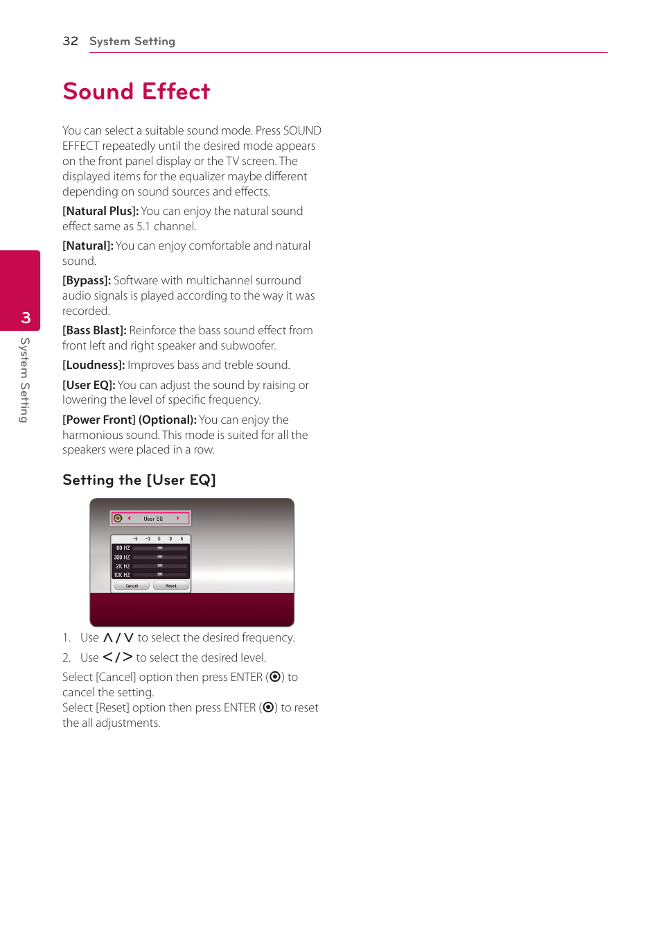Sound effect, 32 sound effect | LG BH5140S User Manual | Page 32 / 72