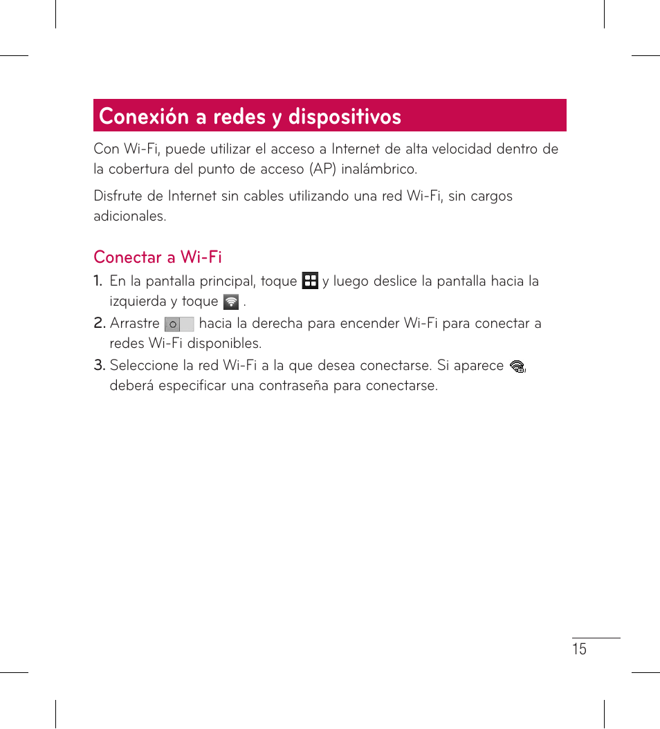 Conexión a redes y dispositivos, Conectar a wi-fi | LG LG306G User Manual | Page 103 / 186