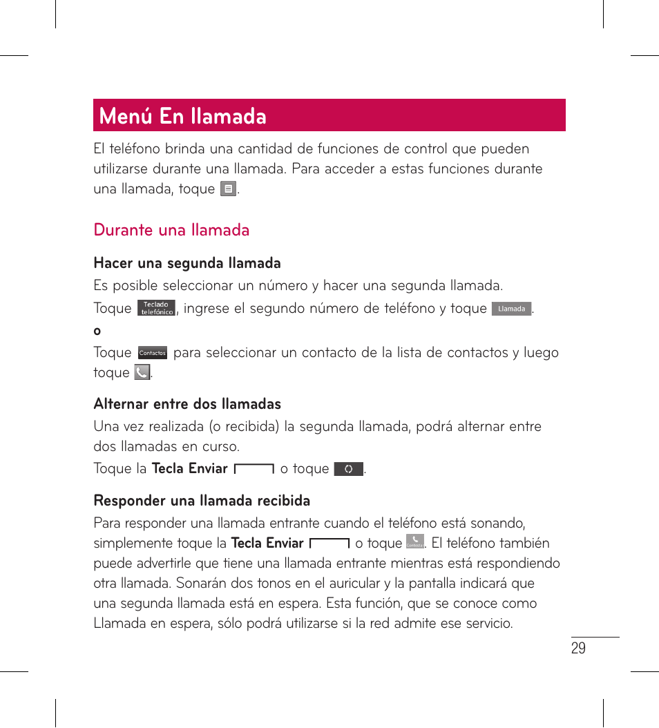 Menú en llamada, Durante una llamada | LG LG306G User Manual | Page 117 / 186