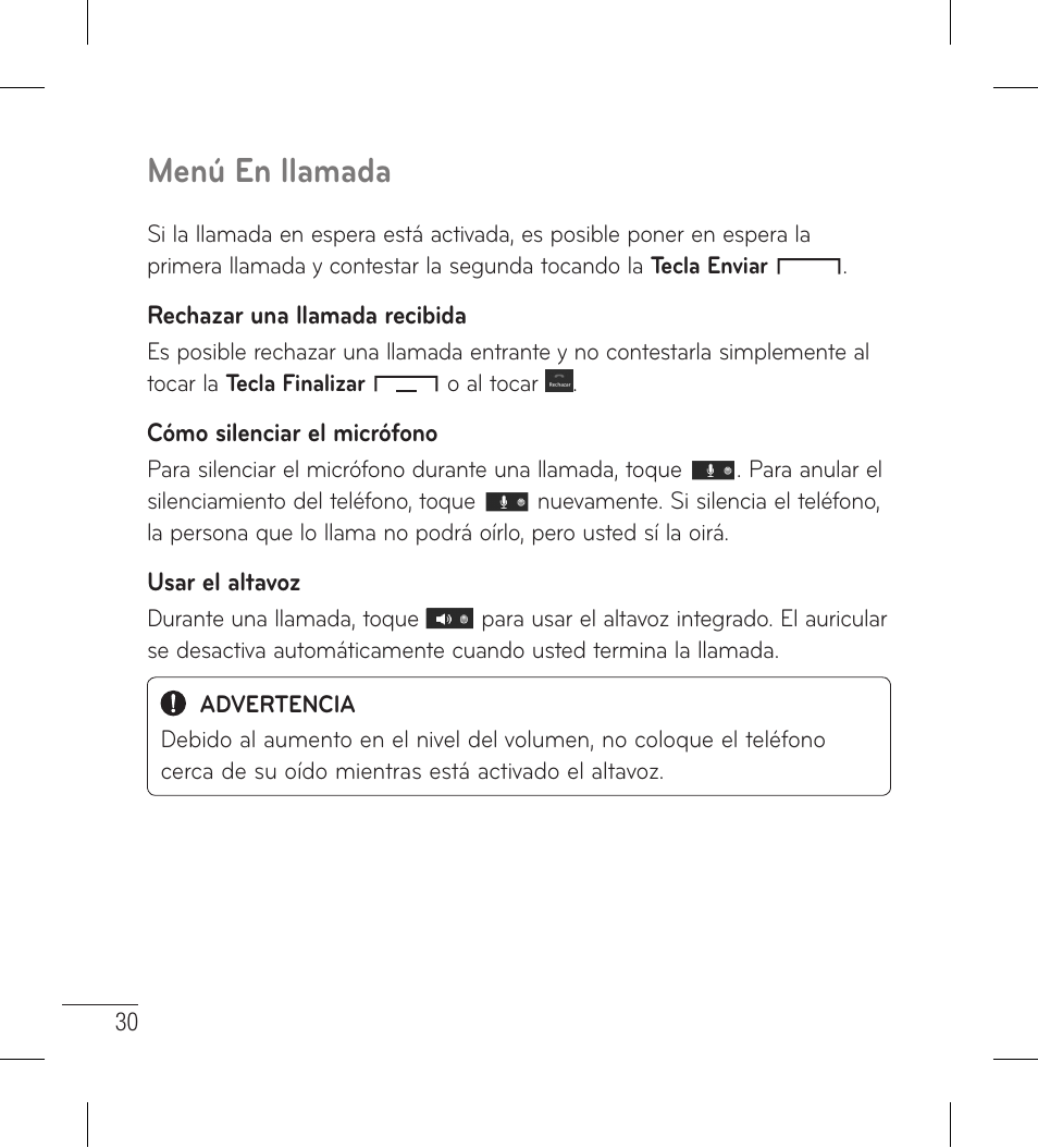 Menú en llamada | LG LG306G User Manual | Page 118 / 186