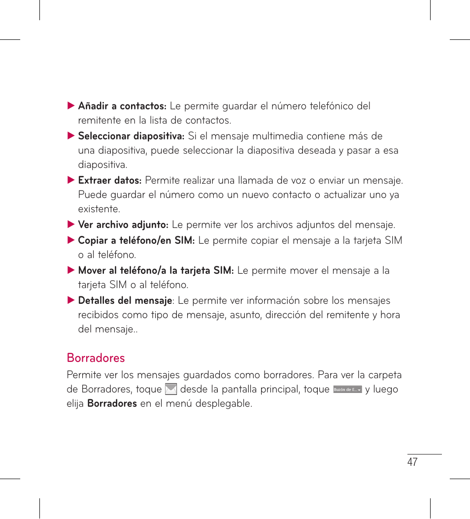 Borradores | LG LG306G User Manual | Page 135 / 186