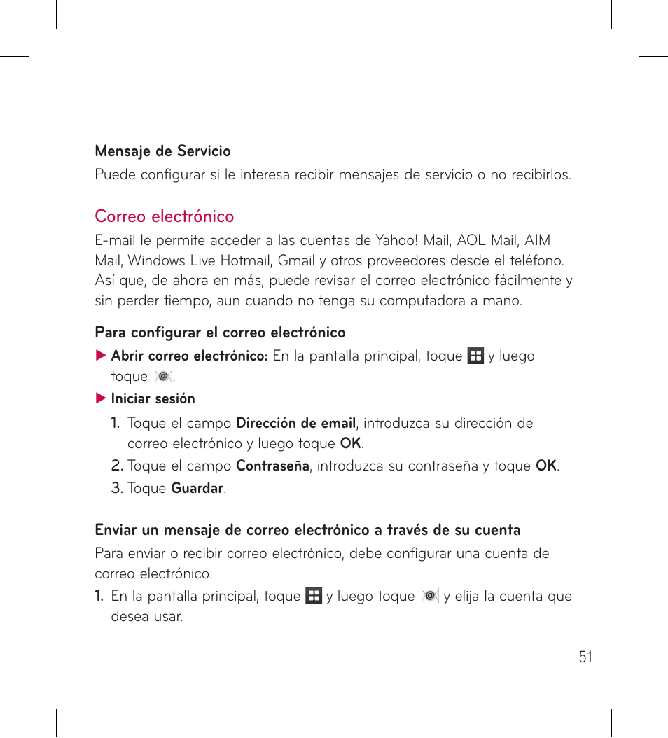 Correo electrónico | LG LG306G User Manual | Page 139 / 186