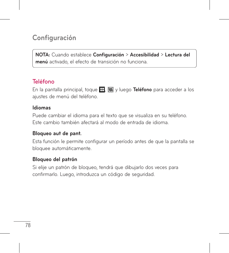 Teléfono, Configuración | LG LG306G User Manual | Page 166 / 186