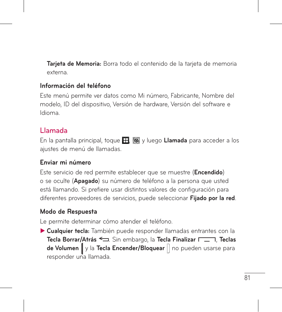 Llamada | LG LG306G User Manual | Page 169 / 186