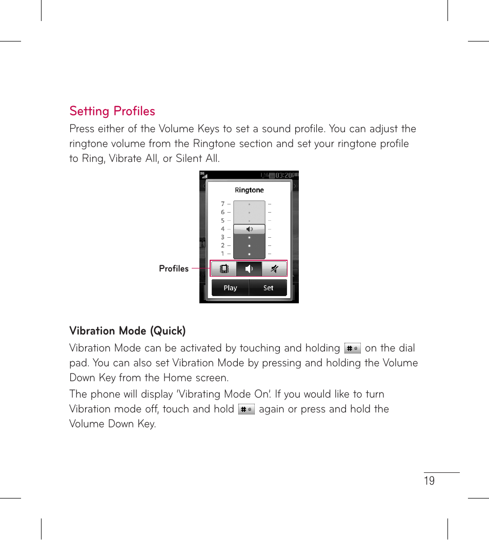 Setting profiles | LG LG306G User Manual | Page 21 / 186