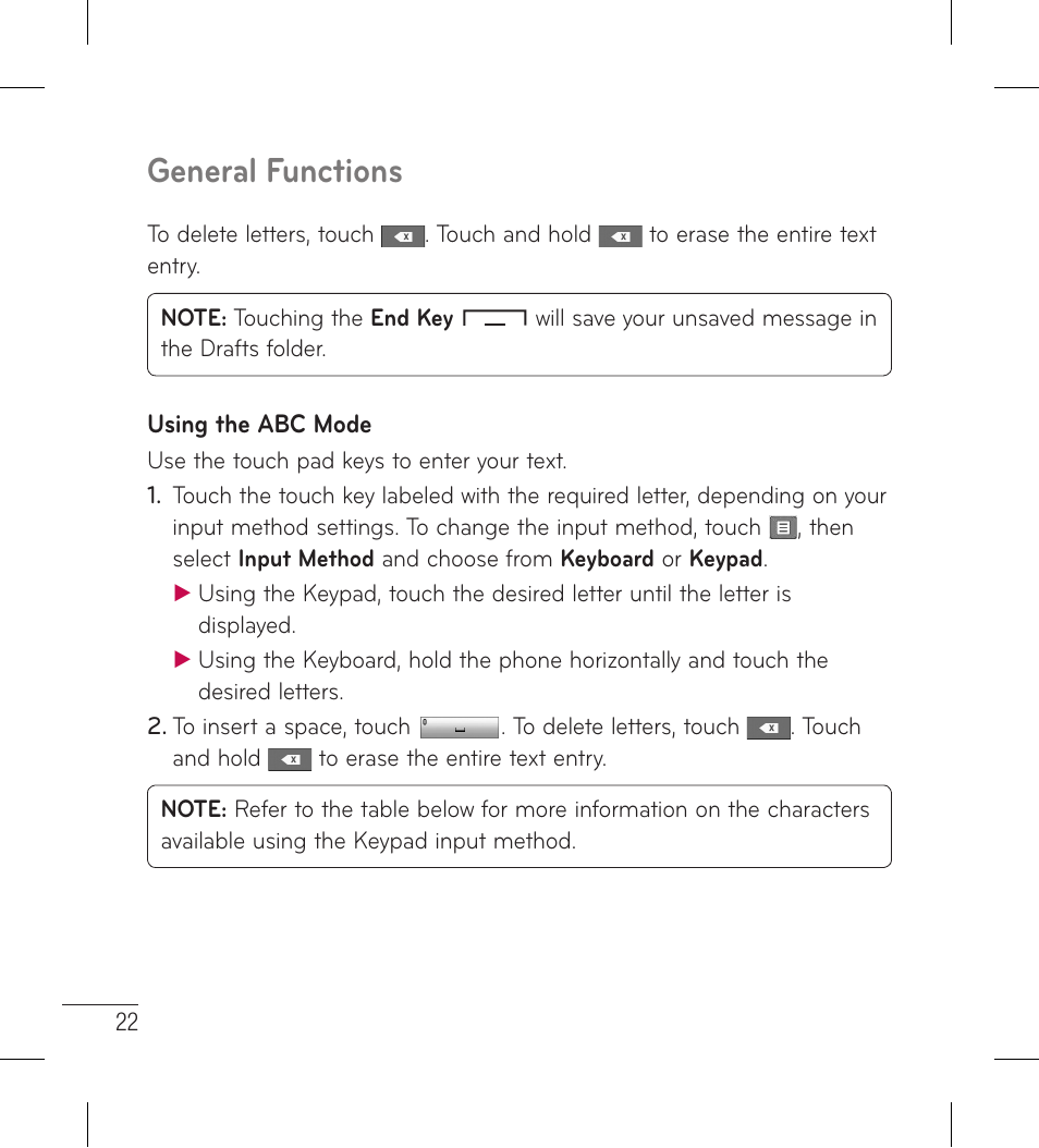 General functions | LG LG306G User Manual | Page 24 / 186