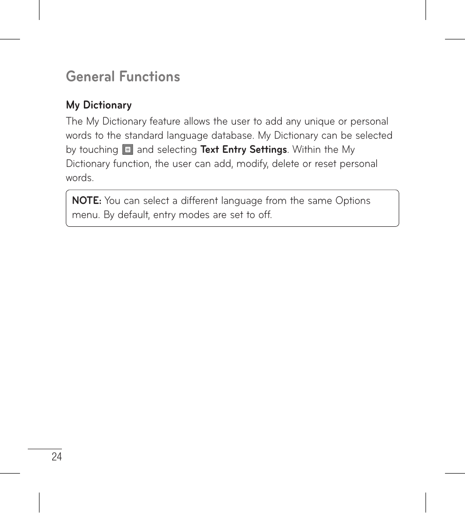 General functions | LG LG306G User Manual | Page 26 / 186