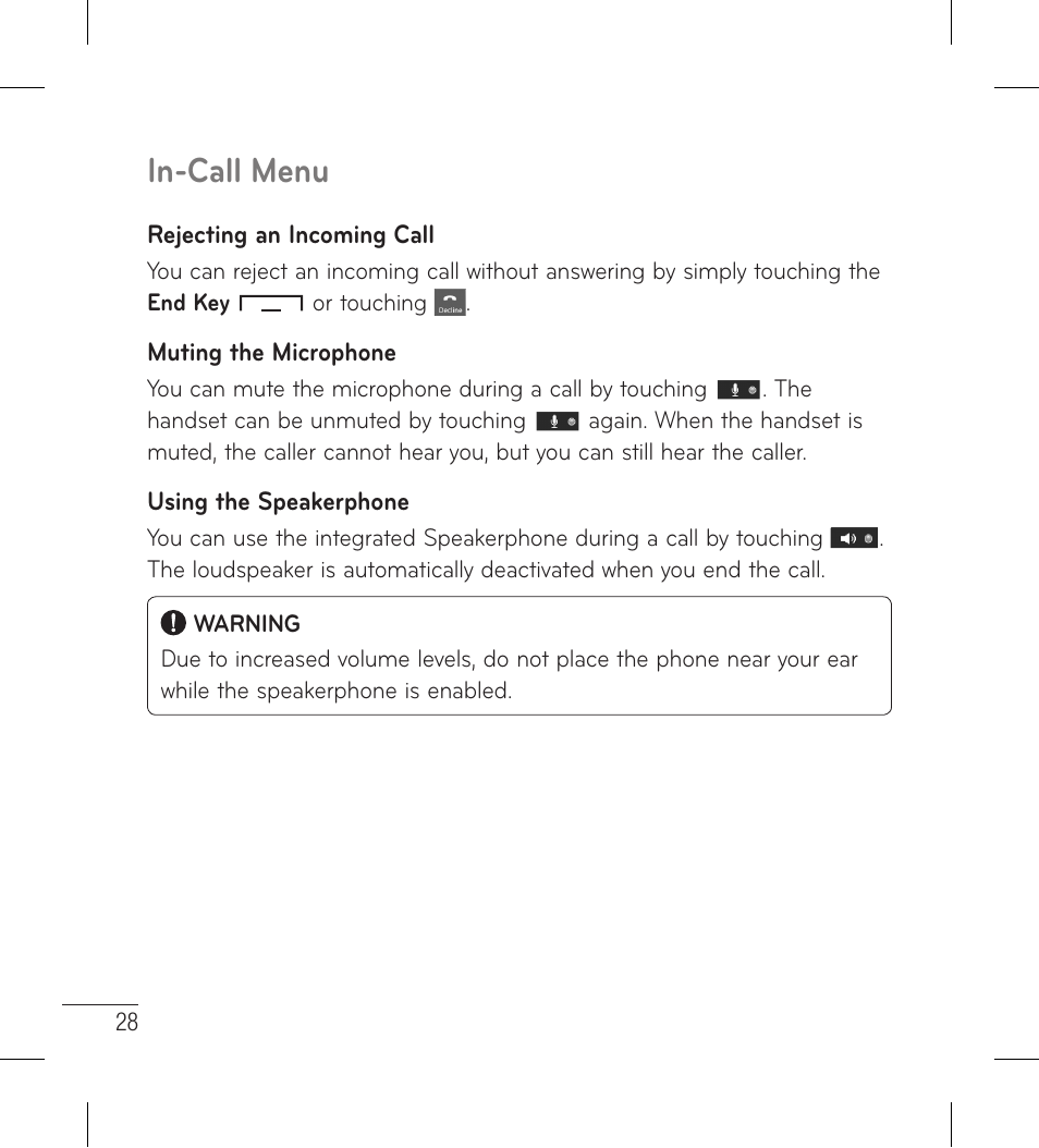 In-call menu | LG LG306G User Manual | Page 30 / 186