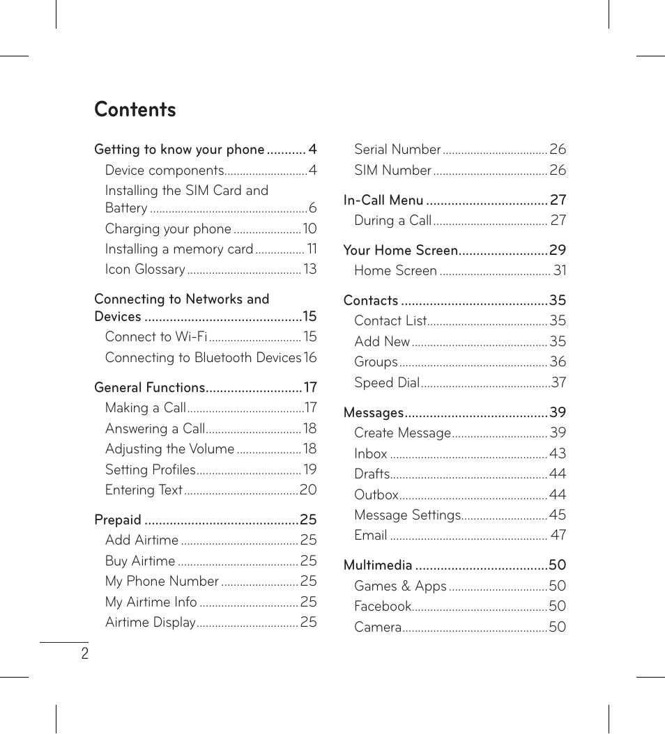 LG LG306G User Manual | Page 4 / 186