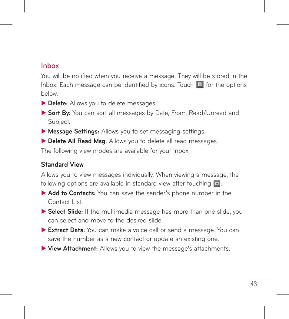 Inbox | LG LG306G User Manual | Page 45 / 186