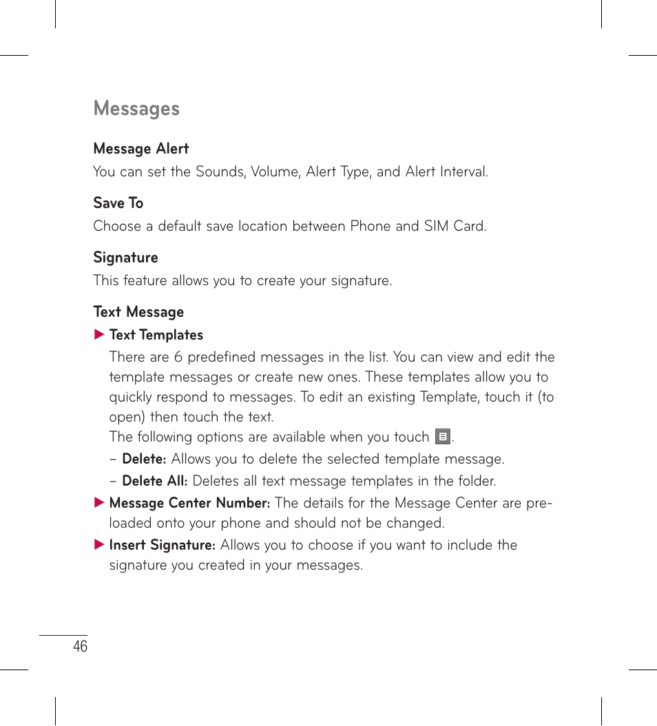 Messages | LG LG306G User Manual | Page 48 / 186