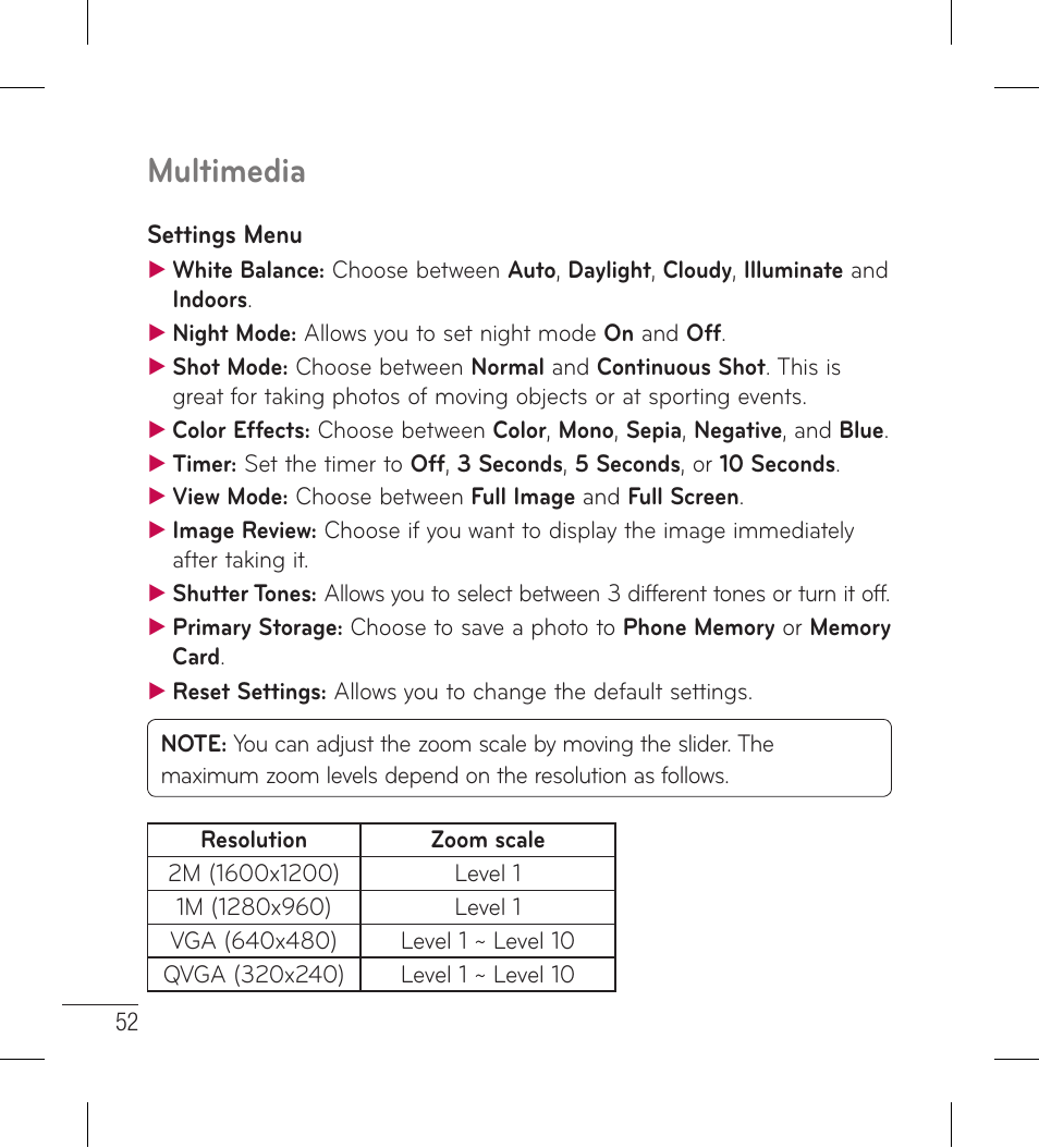Multimedia | LG LG306G User Manual | Page 54 / 186