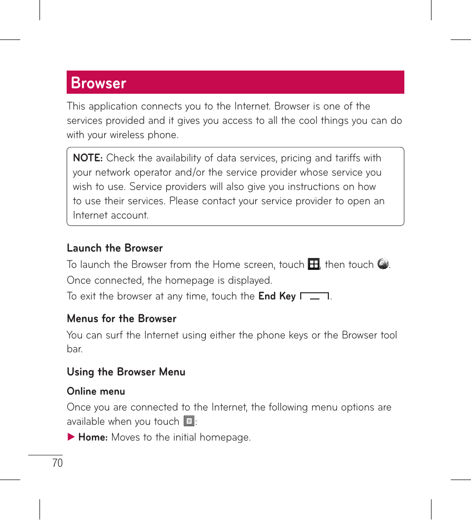 Browser | LG LG306G User Manual | Page 72 / 186