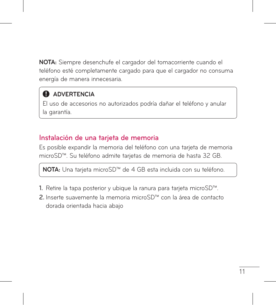 Instalación de una tarjeta de memoria, Instalación de una tarjeta de, Memoria | LG LG306G User Manual | Page 99 / 186