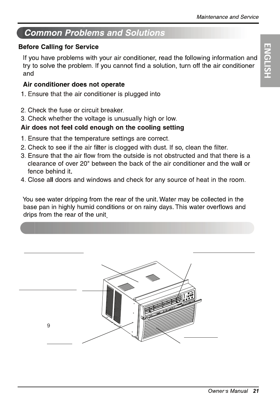 Т³гж 23, Normal sound, Water drip from the rear of the unit | LG LW1014ER User Manual | Page 21 / 48