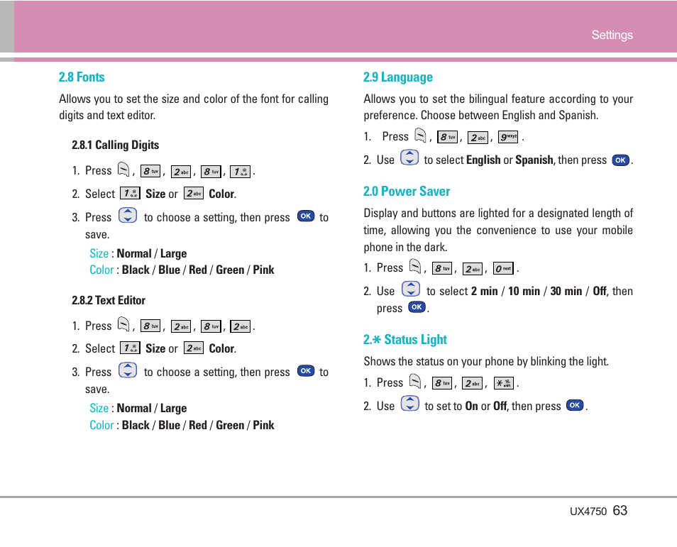 LG LGUX4750 User Manual | Page 63 / 92