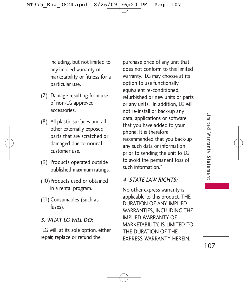 LG MT375 User Manual | Page 107 / 111