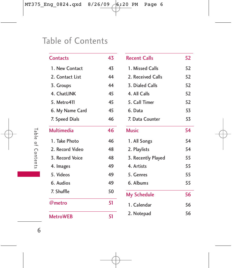 LG MT375 User Manual | Page 6 / 111