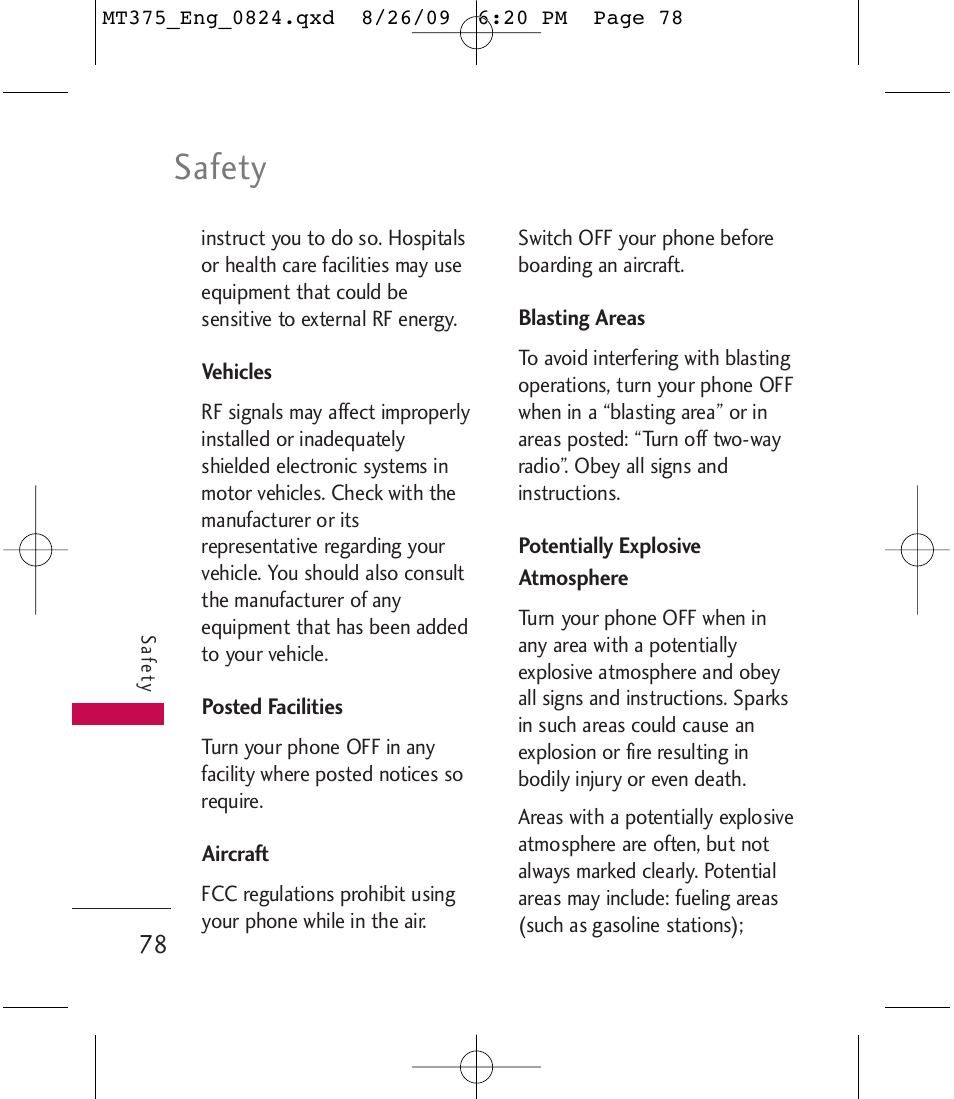 Safety | LG MT375 User Manual | Page 78 / 111