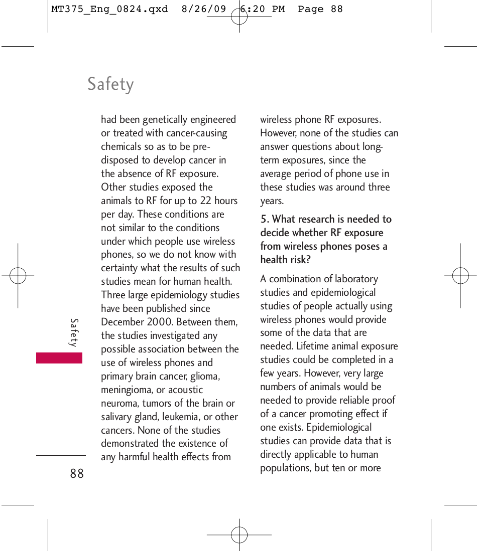 Safety | LG MT375 User Manual | Page 88 / 111