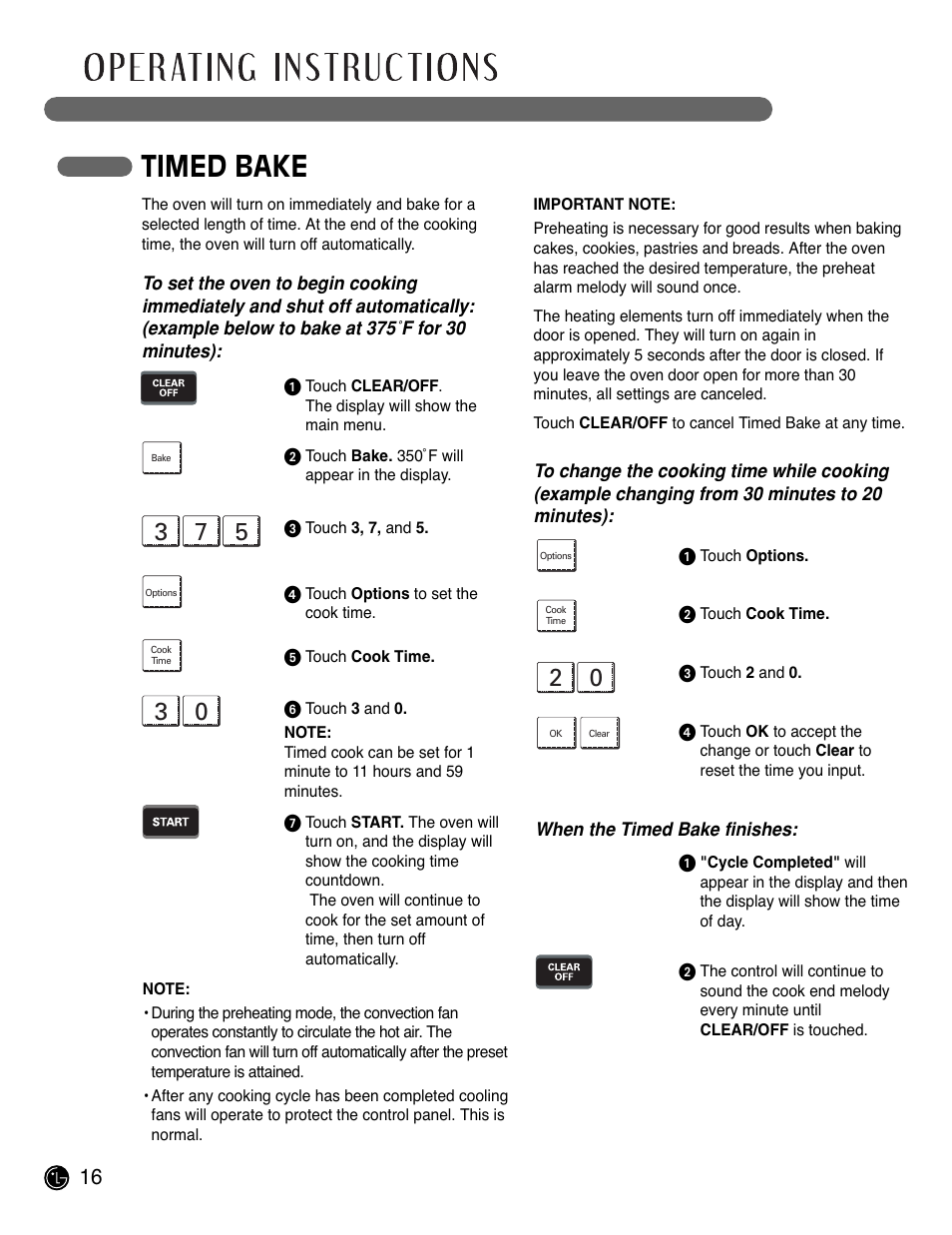 Timed bake | LG LSWS305ST User Manual | Page 16 / 80
