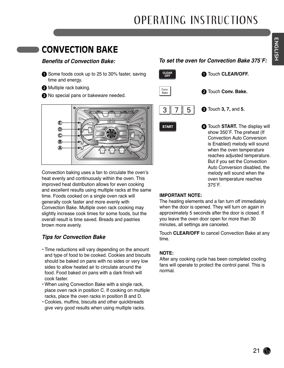 Convection bake | LG LSWS305ST User Manual | Page 21 / 80