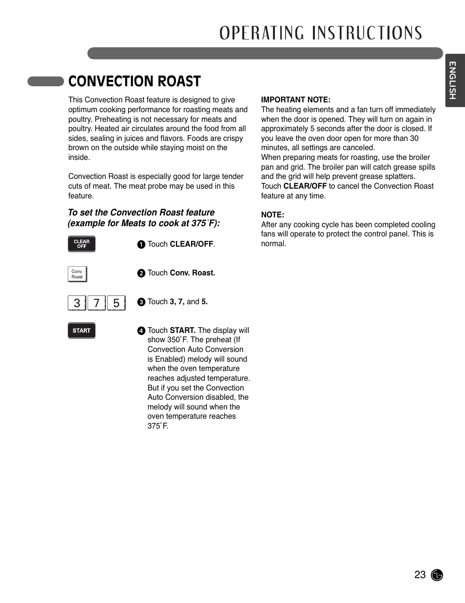 Convection roast | LG LSWS305ST User Manual | Page 23 / 80