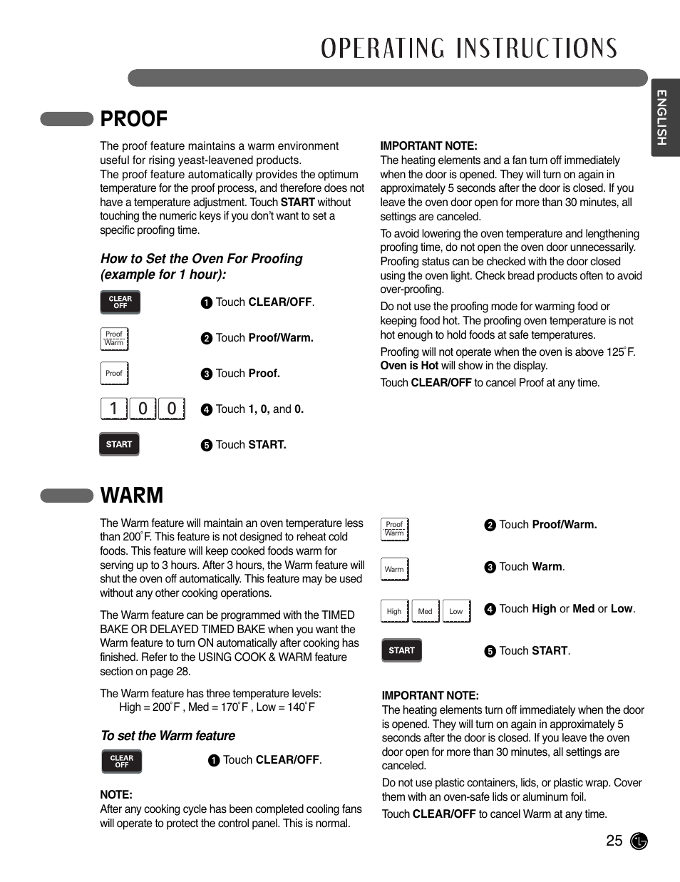 Proof, Warm | LG LSWS305ST User Manual | Page 25 / 80