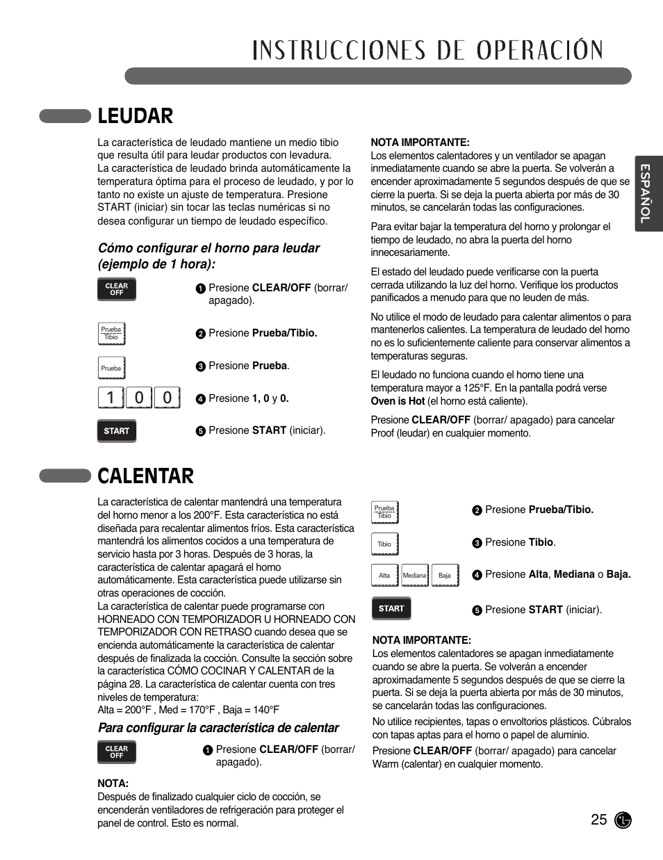 Leudar, Calentar | LG LSWS305ST User Manual | Page 65 / 80