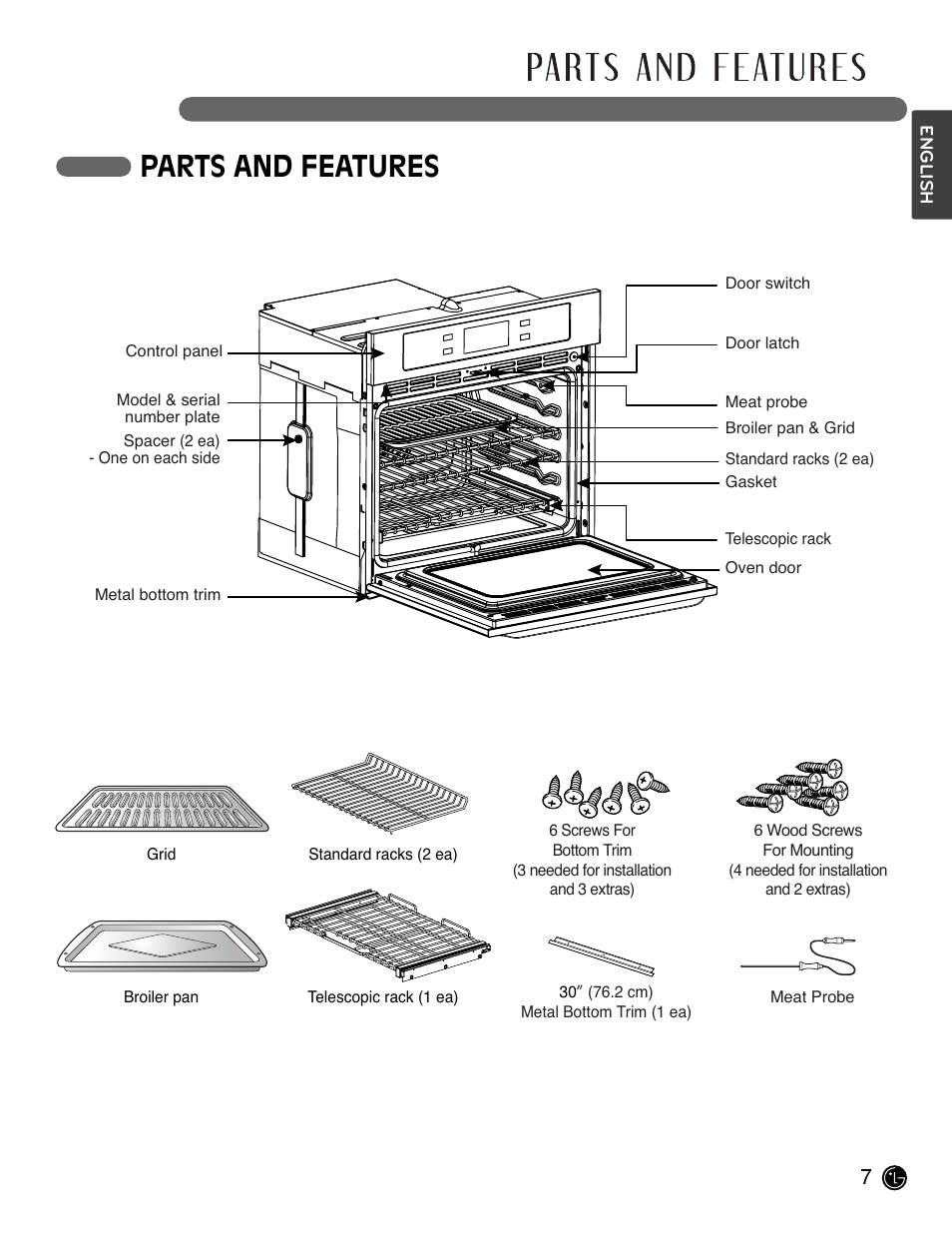 Parts and features | LG LSWS305ST User Manual | Page 7 / 80