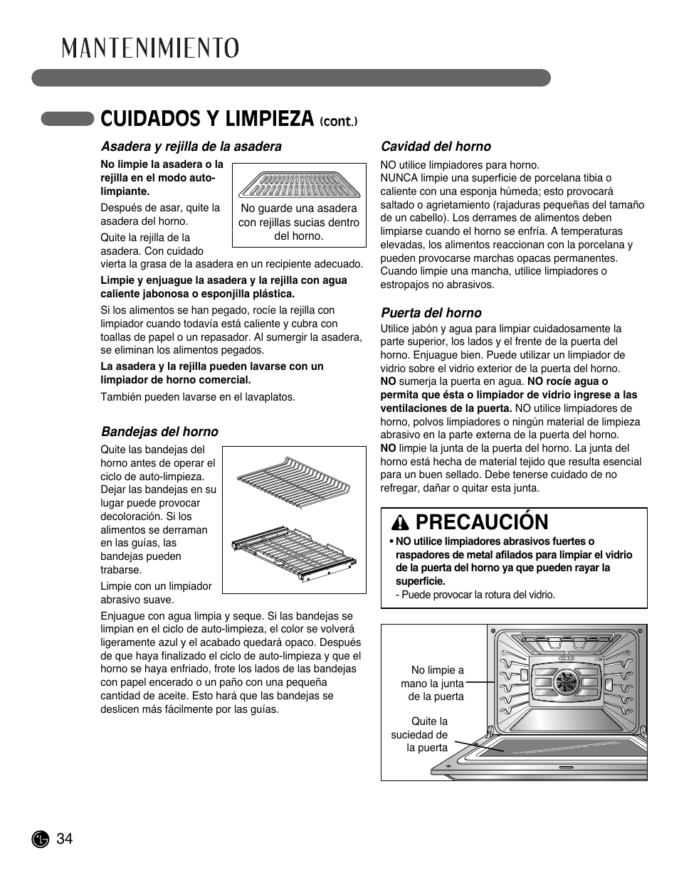 Cuidados y limpieza, Precaución | LG LSWS305ST User Manual | Page 74 / 80