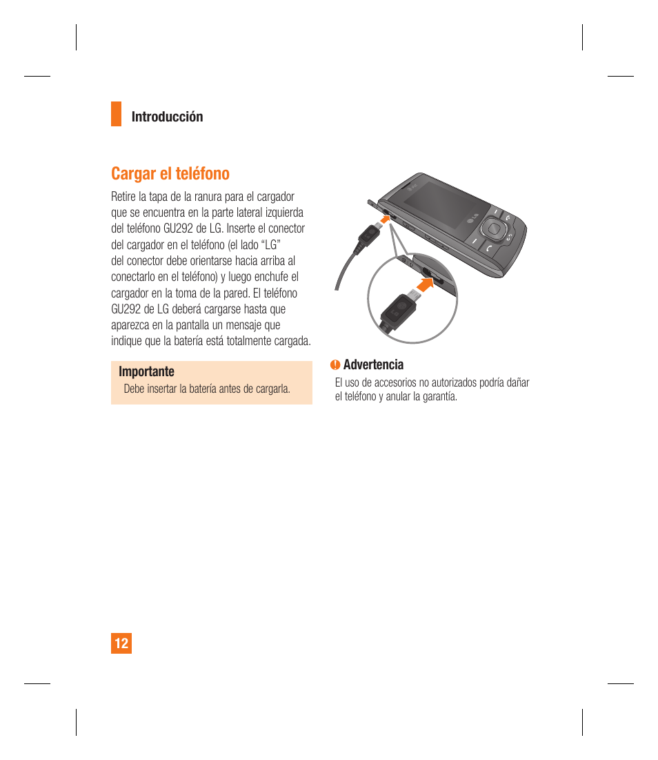Cargar el teléfono | LG GU292 User Manual | Page 130 / 242