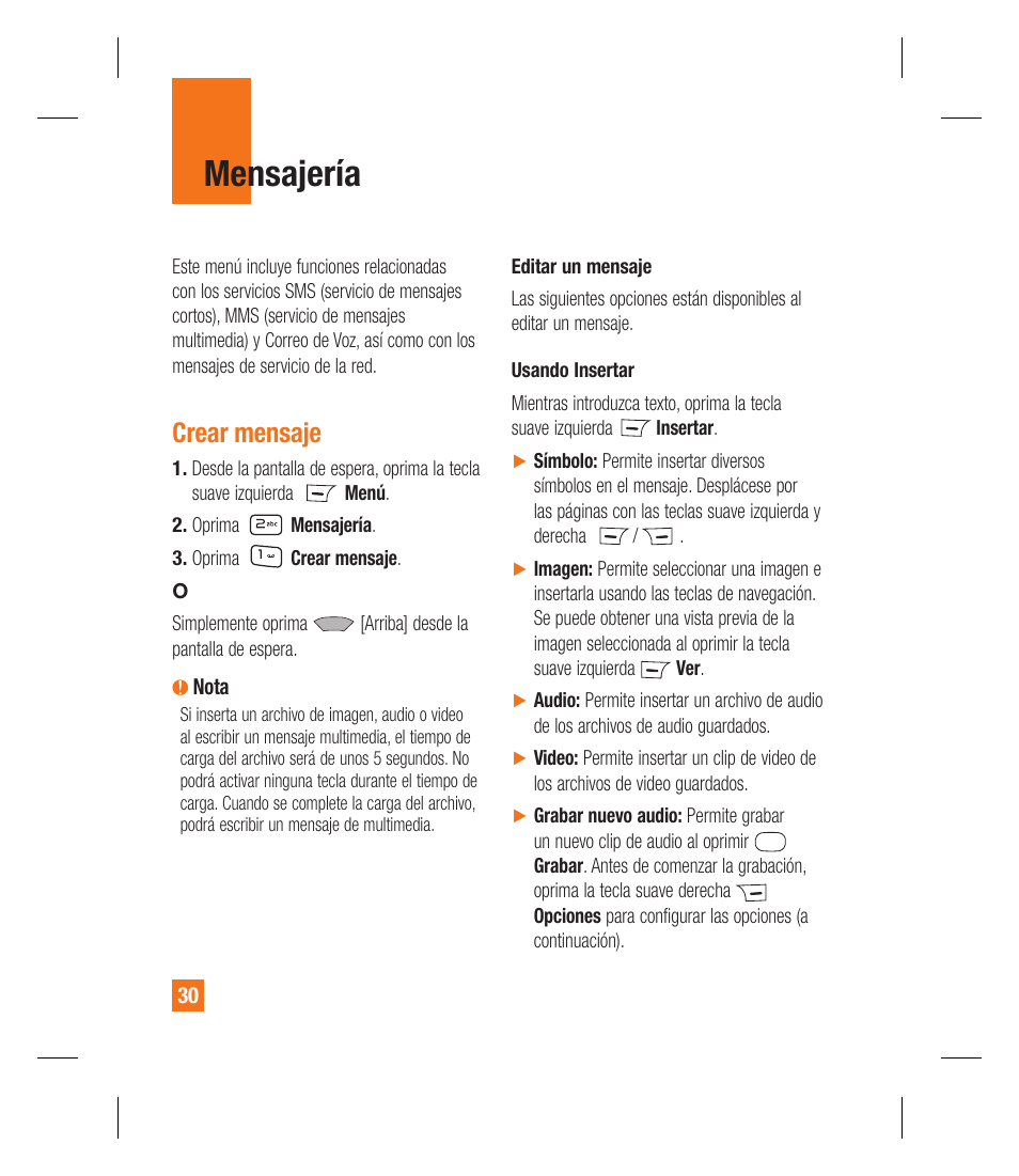 Mensajería, Crear mensaje | LG GU292 User Manual | Page 148 / 242