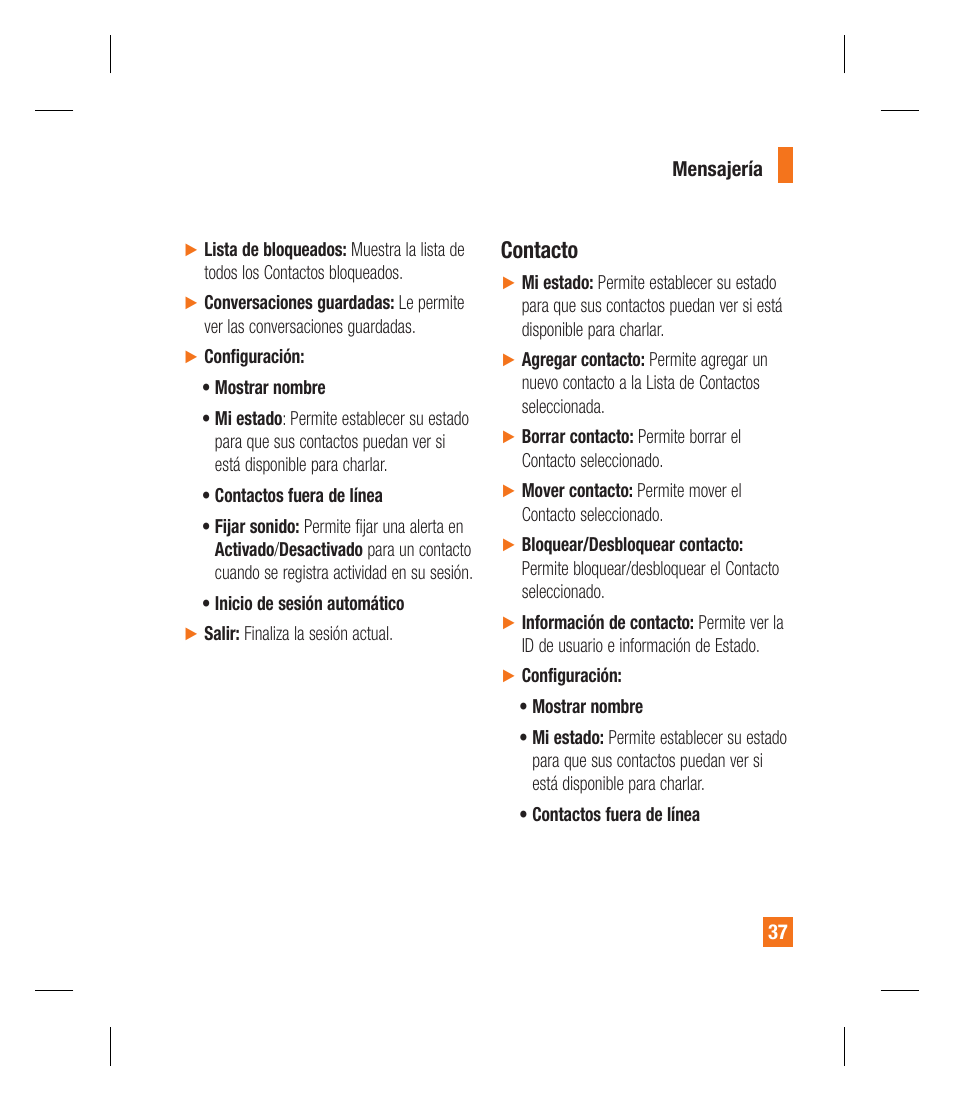 Contacto | LG GU292 User Manual | Page 155 / 242