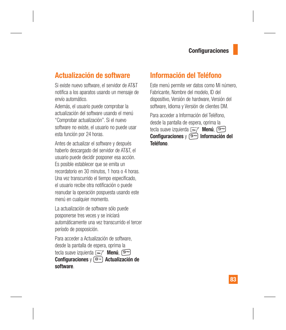 Actualización de software, Información del teléfono | LG GU292 User Manual | Page 201 / 242