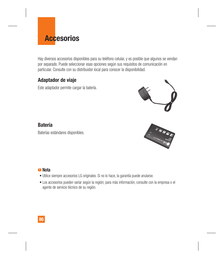 Accesorios | LG GU292 User Manual | Page 204 / 242