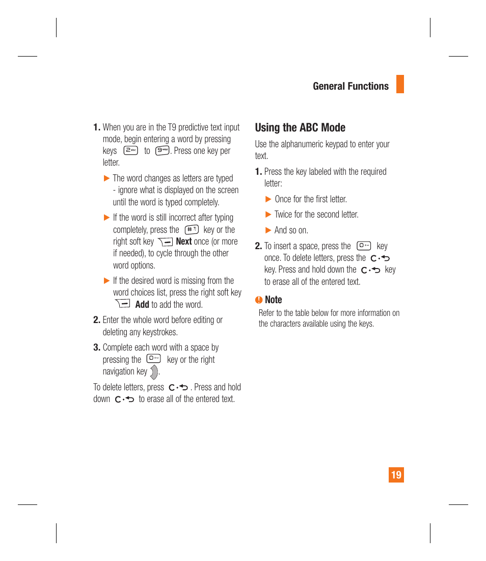 Using the abc mode | LG GU292 User Manual | Page 23 / 242