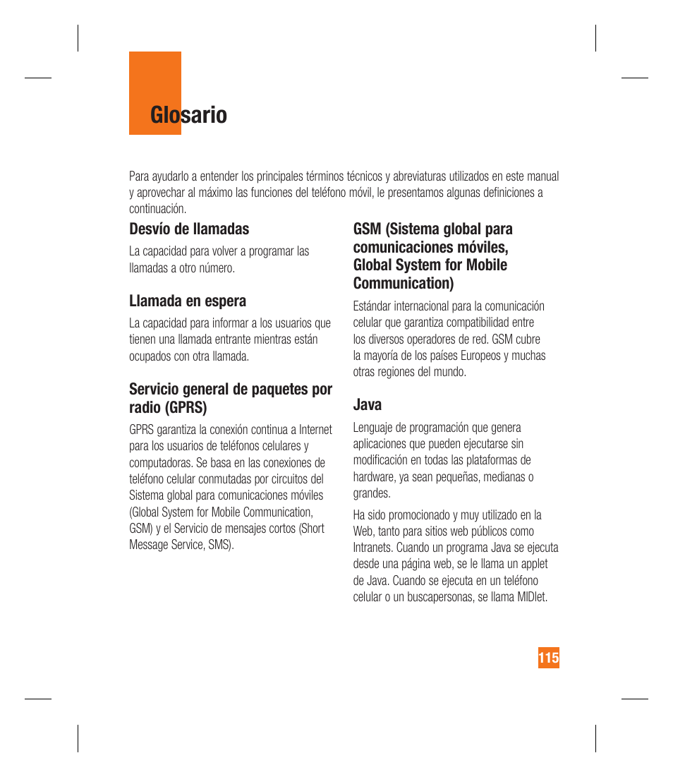 Glosario | LG GU292 User Manual | Page 233 / 242