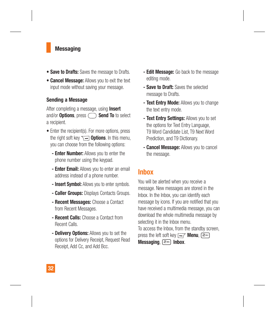 Inbox | LG GU292 User Manual | Page 36 / 242