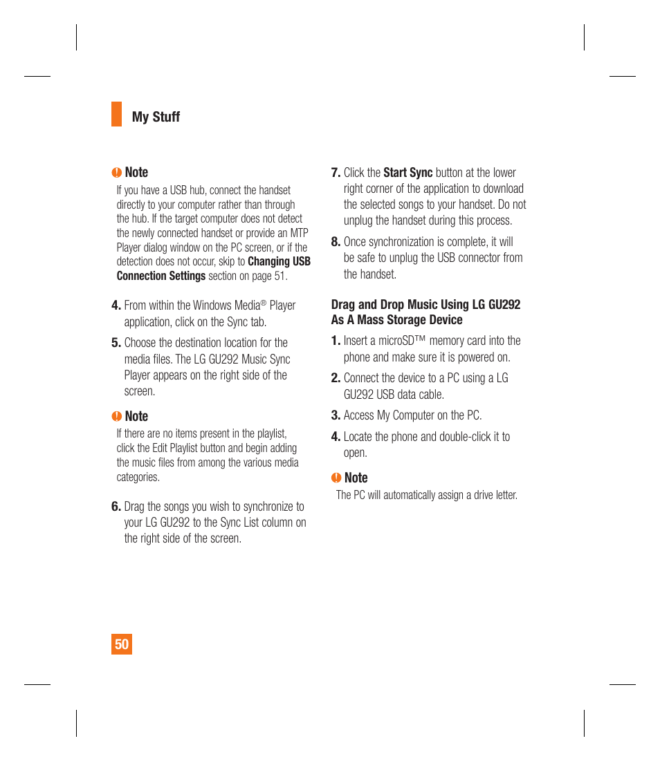 LG GU292 User Manual | Page 54 / 242