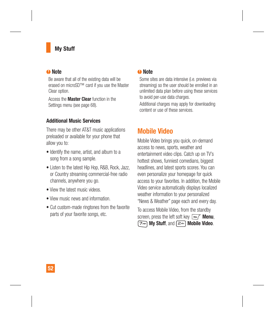Mobile video | LG GU292 User Manual | Page 56 / 242