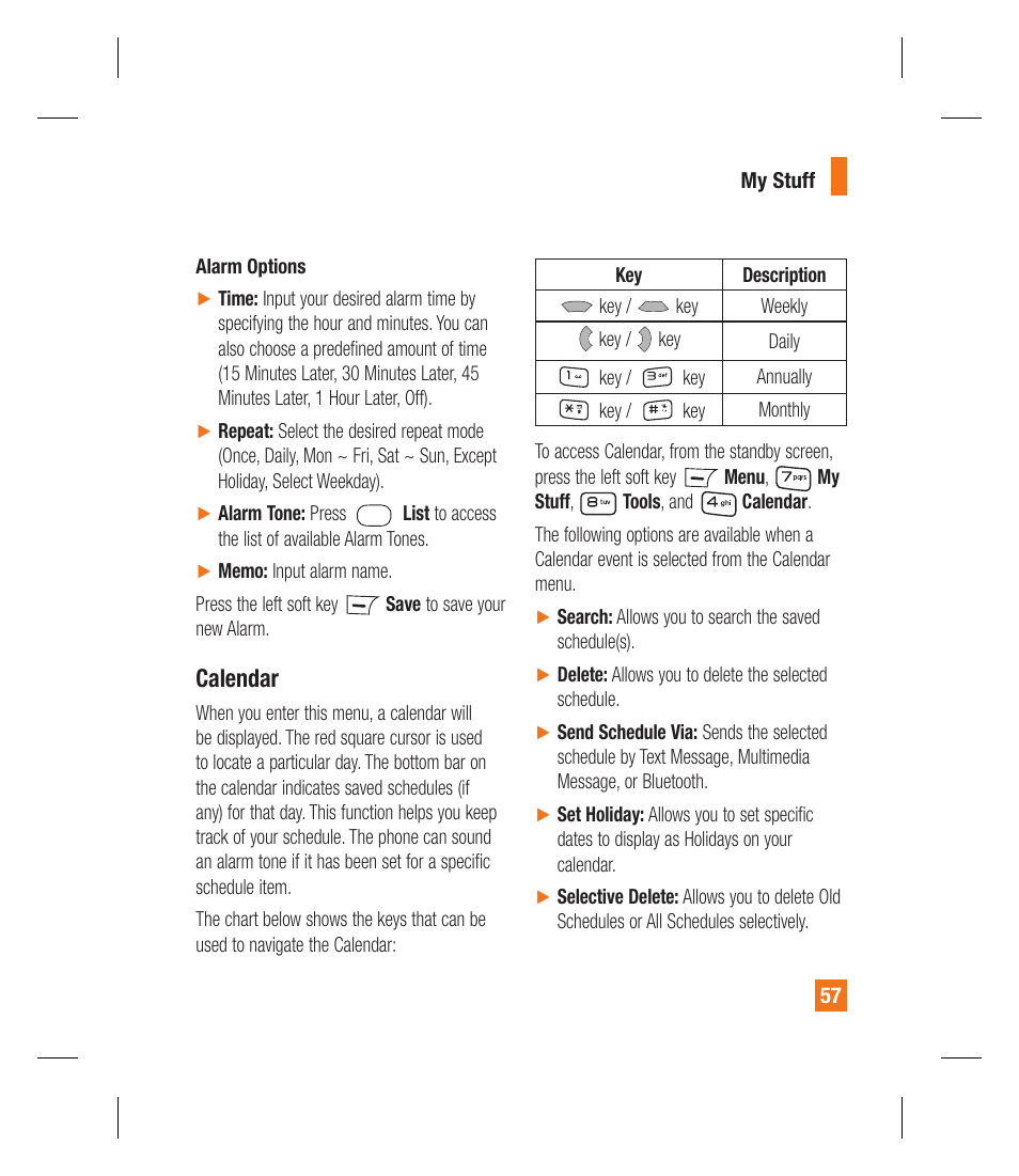 Calendar | LG GU292 User Manual | Page 61 / 242