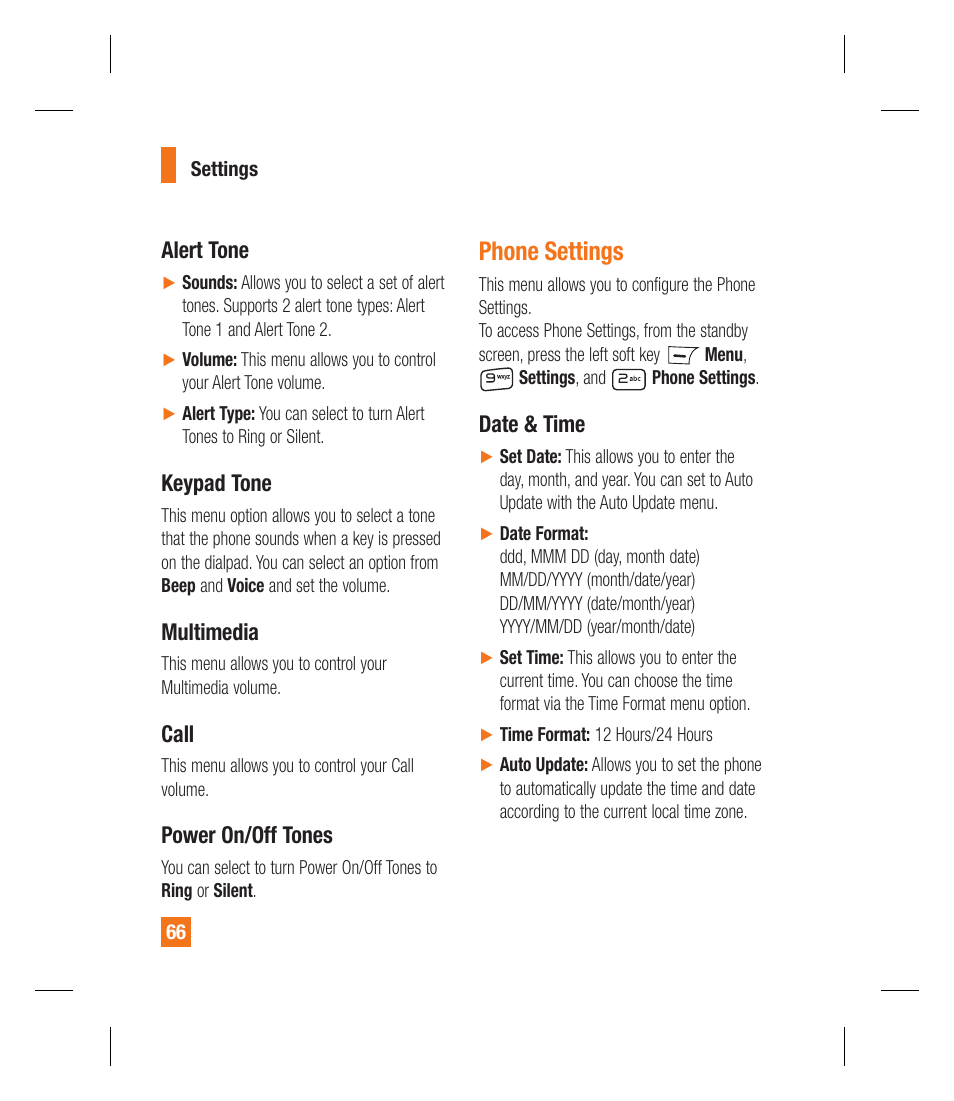 Phone settings | LG GU292 User Manual | Page 70 / 242