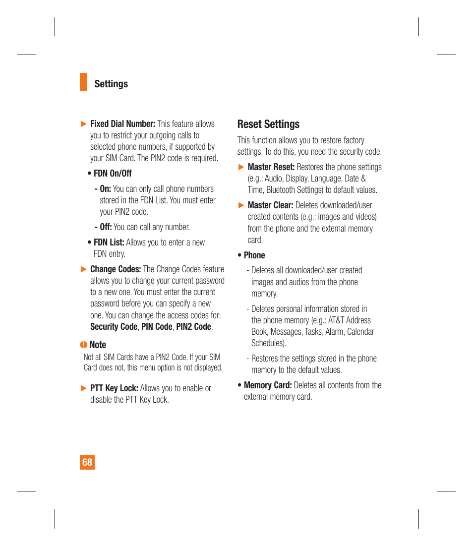 Reset settings | LG GU292 User Manual | Page 72 / 242