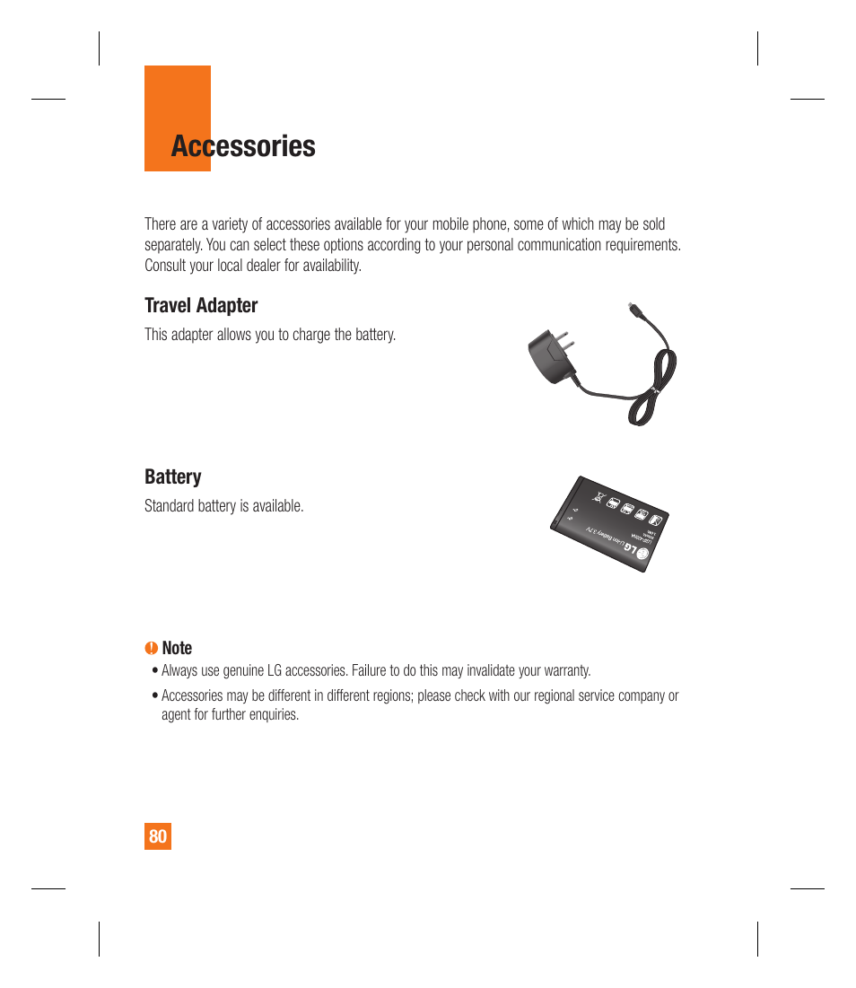 Accessories | LG GU292 User Manual | Page 84 / 242