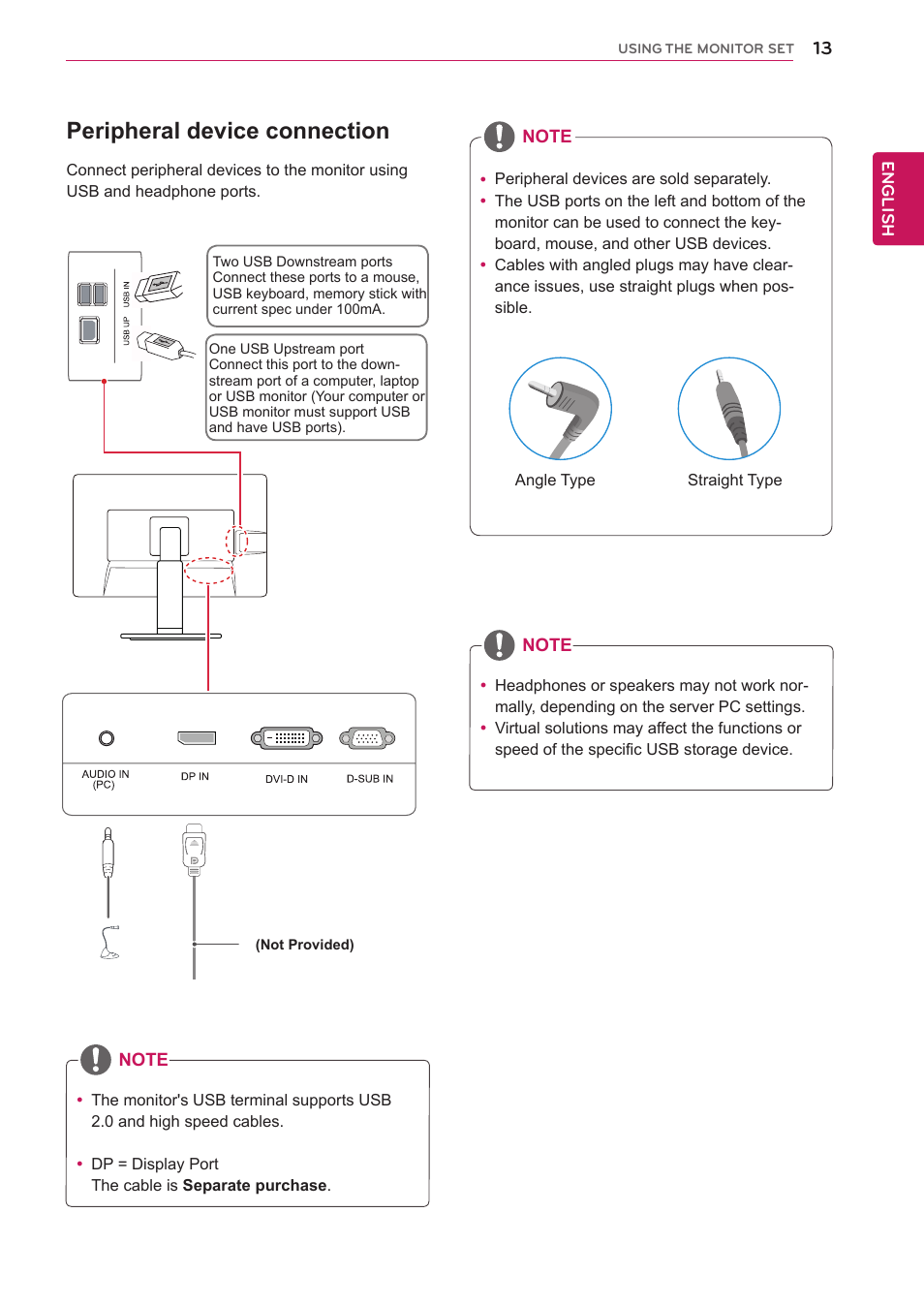 Peripheral device connection | LG 24MB35PY-B User Manual | Page 14 / 28